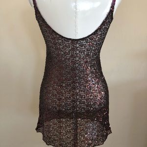 FREE PEOPLE- Holiday Burgundy Metallic Sequin top